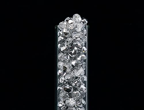 100 pcs of Faceted Fire Polished Pressed Czech Glass Beads 4mm (0.16in), Crystal Silver Aluminum Labrador 00030-27001 BCV - color: Crystal Silver Aluminum Labrador