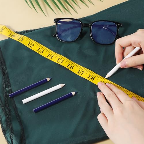 10Pcs Fabric Markers for Sewing, White and Blue Sewing Fabrics Pencil Washable Fabric Pen with Sharpener for Dressmaker Quilting Craft