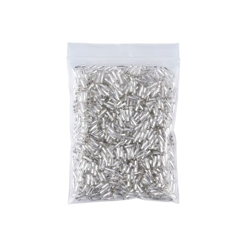 1050pcs 2x7mm Silver Glass Bugle Beads Tube Twisted Seed Beads for Earring Bracelet Necklace Jewelry DIY Craft Making AAA - color: Silver 2x7mm Twisted