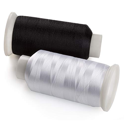 Simthread 2 Huge Spools Bobbin Thread 60WT Black and White 5500 Yards Each - color: 1 White 1 Black