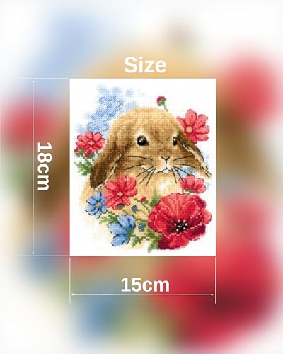 RIOLIS 1986 Bunny in Flowers Counted Cross Stitch Kit 6 x 7 in - style: Bunny in Flowers 1986