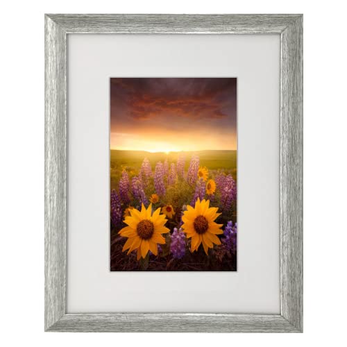 8x10 Photo Frame Gallery Picture frame with 5x7 mat,Freestanding and Wall Mountable,Silver - color: Silver, size: 8x10