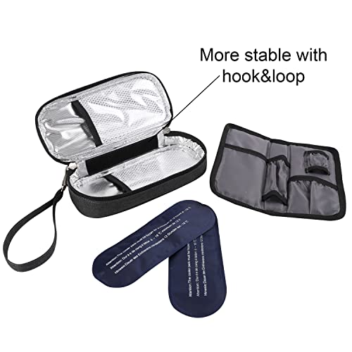apollo walker Insulin Cooler Travel Case with Ice Packs and Insulation - color: Black, size: Small