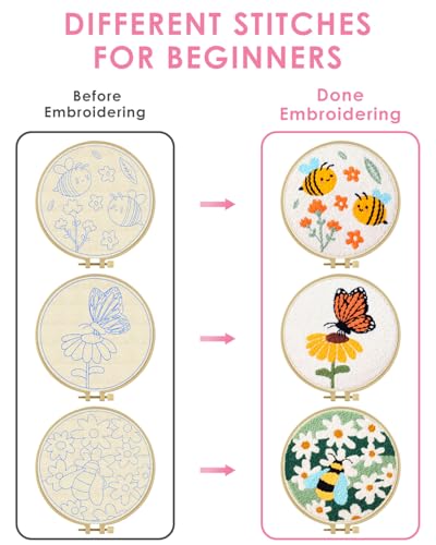 TINDTOP Punch Needle Kits, Flowers Punch Embroidery Kits for Adults - color: FLowers