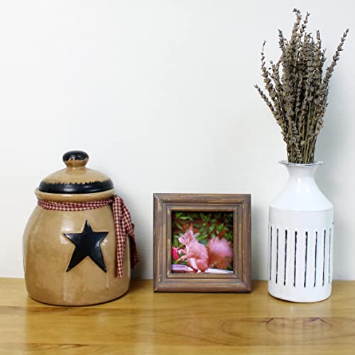 CVHOMEDECO. 4x4 Picture Frame Made of Solid Wood High Definition Glass Rustic Antique Designs Small Photo Frame for Tabletop Display and Wall Mounting, Distress Brown - color: Distress Brown B, size: 4" X 4"