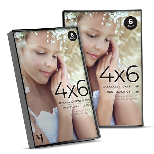 Mantello Front Loading Black Picture Frame - 4x6-Inch Photos -For Tabletop or Wall Decor - Artwork - 6 Pack - color: Black, size: 4x6 - 6 Pack