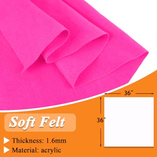 IONTACH 36" X 36" Soft Felt Fabric 1.6mm Thick (Hot Pink) - color: Hot Pink, size: Soft - 36" X 36"