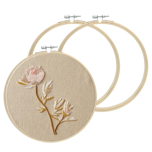 Biaungdo 3 Pcs Bamboo Embroidery Hoops 8 Inch, Wooden Cross Stitch Ring - size: 8 Inch