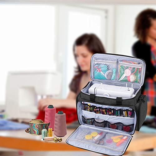 LUXJA Sewing Machine Case with Removable Padding Pad, Black - color: Black, style: Sewing Machine Bag