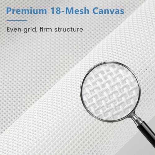 18 Mesh Needlepoint Canvas, 20" x 18" Pure Cotton Blank Canvas - color: Beige 18-mesh