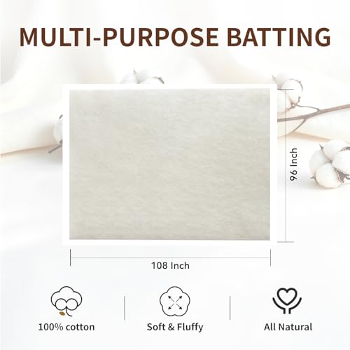100% Natural Cotton Batting for Quilting 96-Inch x 108-Inch - color: 96x108 Inch