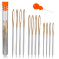 TLKKUE 12 Pcs/3 Sizes Large-Eye Blunt Needles, Steel Yarn Needle Gold - color: Gold, size: 3 sizes/12 pcs
