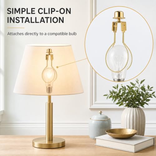 Creative Hobbies® Lamp Shade Light Bulb Clip Adapter Clip on with Shade Attaching Finial Top, Gold Color | 2 Pack - color: Gold