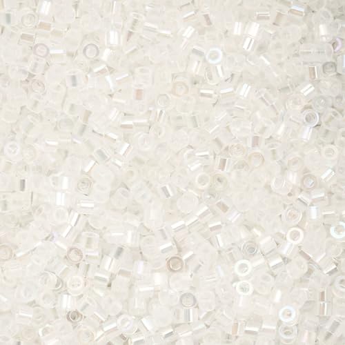 John Bead 25g Cylin Beads White Opal AB 11/0 Glass Cylindrical Seed Beads for Jewelry Bracelets Necklaces Earrings Making Embroidery - color: Transparent White Opal AB