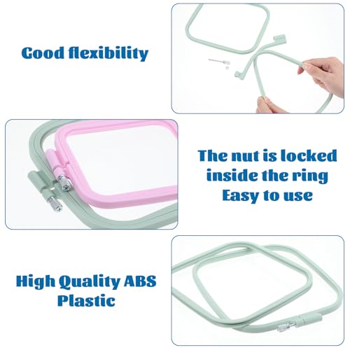 5 Pieces 5 Sizes Square Embroidery Hoops, ABS Plastic Embroidery Hoops for DIY Embroidery Craft