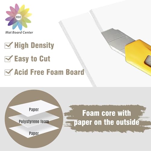 Mat Board Center, Pack of 10 Acid-Free Foam Boards, 11x14 inch White Foam Boards, 1/8" Thick - color: White, size: 11x14