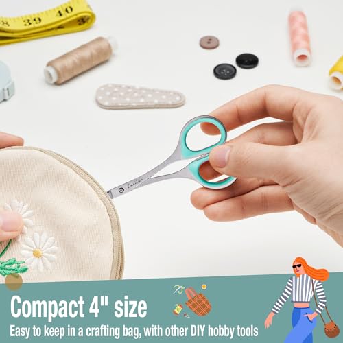 Beaditive Sewing and Embroidery Scissors Set (2 Pc.) Curved and Straight, Sharp, Stainless-Steel Design | Precision Tips, Ergonomic Rubber Handle Grip | Small, Compact DIY Use (1 Curved, 1 Straight) - color: 1 Curved, 1 Straight