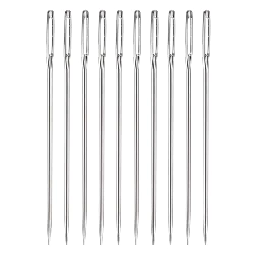 uxcell 50Pcs Large Eye Needles, 2.36" 1.6mm High Carbon Iron Embroidery Thread Needle Sewing Big Eye Needle Knitting Needles for Hand Sewing Art Crafts, Silver - size: 1.25x60mm