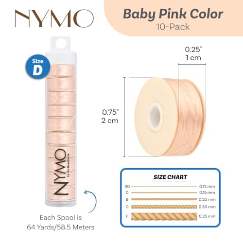 The Beadsmith Nymo Thread, Made of Nylon - size: Size D, 64 Yards, style: Pink