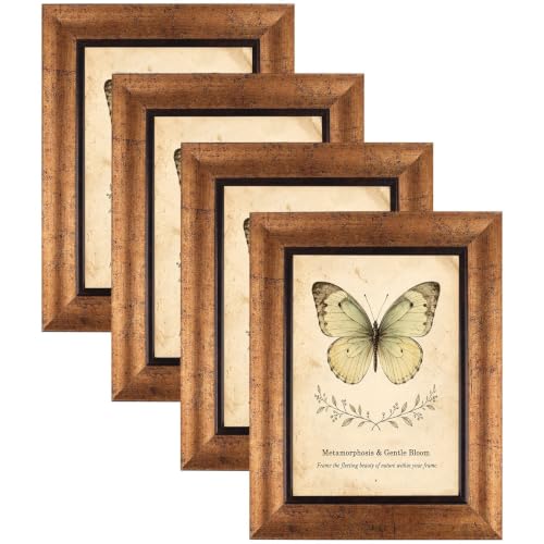 XUANLUO 5x7 Picture Frames Set of 4,Rustic Retro Photo Frame(Gold) - color: Gold-4pcs, size: 5 x 7 inch