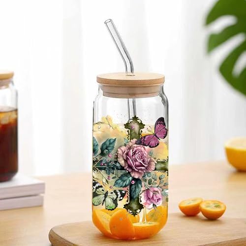 8‑Pack UV‑DTF Rub‑On Transfer Stickers, Waterproof 3D Bible‑Faith Floral Butterfly Cup Decals, Heat‑Free Crystal Transfers for Tumblers, Coffee Mugs, Laptops & Flat Furniture Decor. - style: Jesus-8PCS