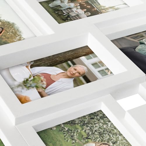 J.M.Deco Collage Picture Frames for Wall 24 Slots, Large Photo Frame Gallery Puzzle Collage Wall Hanging for 4 x 6 Photo, Christmas Gift for Family or Friends - Pure White - color: White, size: 24 Opening