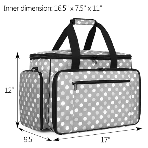 LUXJA Sewing Machine Case with Removable Padding Pad, Gray Dots - color: Gray Dots, style: Sewing Machine Bag
