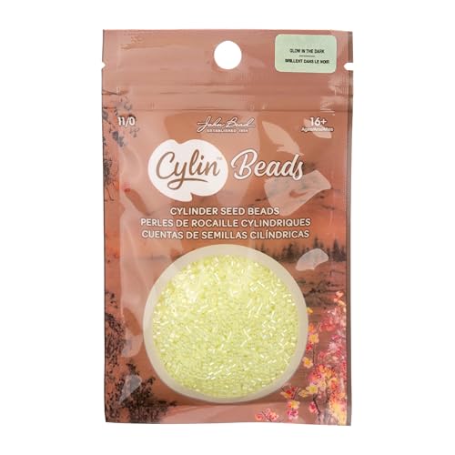 John Bead 25g Cylin Beads Yellow Neon Glow in Dark AB 11/0 Glass Cylindrical Seed Beads for Jewelry Bracelets Necklaces Earrings Making Embroidery - color: Yellow Neon Glow in Dark AB