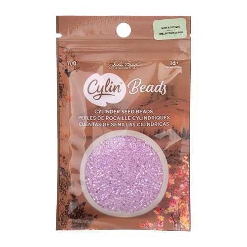 John Bead 25g Cylin Beads Violet Glow in Dark AB 11/0 Glass Cylindrical Seed Beads for Jewelry Bracelets Necklaces Earrings Making Embroidery - color: Violet Glow in Dark AB