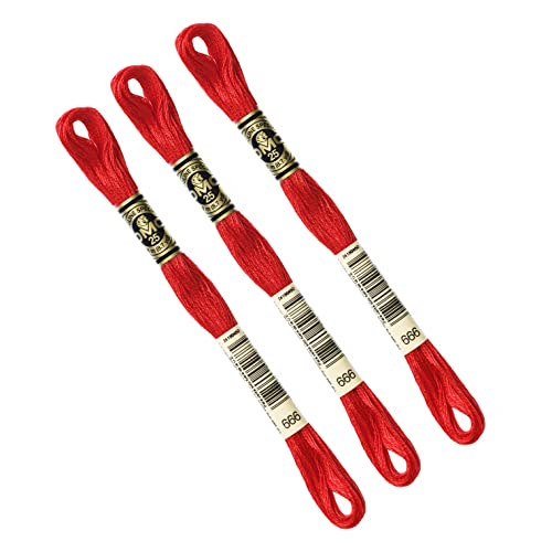 DMC 117AMZ3-666 Amazon 3 Skein Pack Embroidery Floss, Bright Red