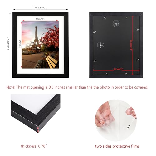 11x13 Photo Frame Gallery Picture frame with 8x10 mat,Freestanding and Wall Mountable,Black - color: Black, size: 11x13
