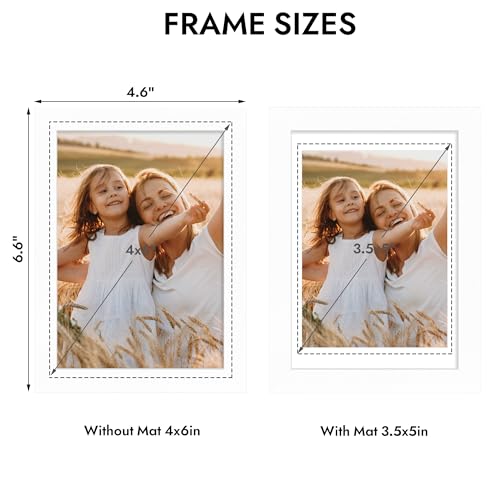 Hongkee 4x6 Picture Frame, 4 x 6 Solid Wood Frame with Real Glass, 1 Pack - color: White, size: 4 x 6