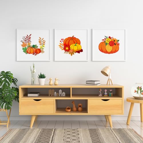 Louise Maelys 3 Set Embroidery Kit for Beginners with Pumpkin Harvest - color: pumpkin flower