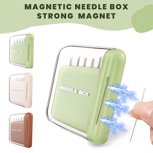 HUISUYTON Portable Travel Magnetic Sewing Needles Case,10PCS Needles(Green) - color: Green