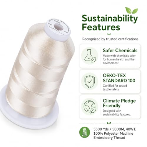Simthread Embroidery Machine Thread 5000M 40WT Polyester, Antique Lace S005 - color: AntiqueLaceS005