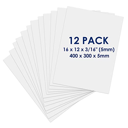 Foam Board 12 x 16 x 3/16"(5mm), Foam Core Board Sheets, White Poster Board - size: 12x16 in 12 Pack
