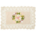 Grelucgo Handmade Crochet Cotton Lace Table Placemats, Ribbon Embroidery, Rectangular 12 by 18 Inches Doilies Set of 4 - size: 4 pieces 12 * 18 inch