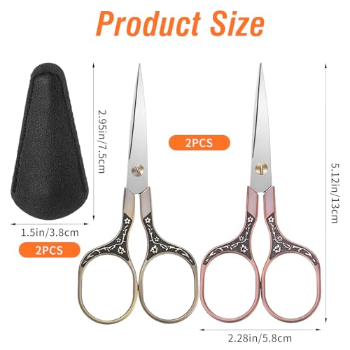 LXUEJIE 2 Pcs Embroidery Scissors, Small Sharp Scissors with Cover