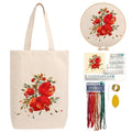 CREAWONDER Canvas Tote Bag Embroidery Kit with Pattern for Beginners, Arts and DIY Embroidery Crafts Kits for Adults, Include Instructions, Embroidery Hoops, Color Threads and Tool - color: CR002 shiliuranran white