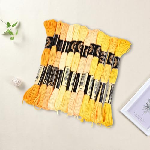 12 Skeins 6 Strands Yellow Embroidery Thread for Hand Sewing - color: Yellow