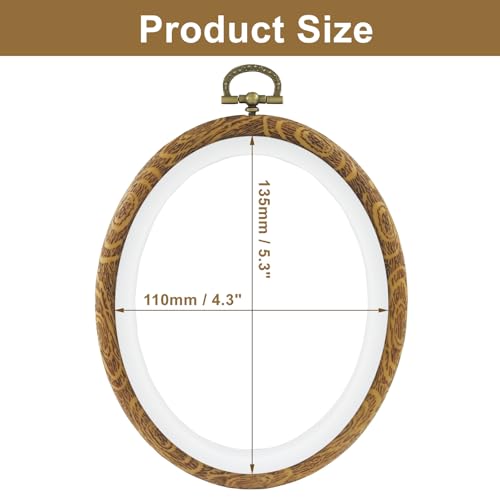 Marvexi 5Pcs Oval Embroidery Hoops 4.3"x5.3", Vintage Cute Faux Wood - style: 4.3" x 5.3"