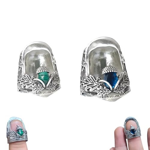 2PCS Vintage Style Sewing Thimbles for Hand Sewing–Open Nail Acorn Thimble Set，Metal Finger Protectors, Thimble Ring for Quilting,Sewing, and Embroidery（Two Sizes）
