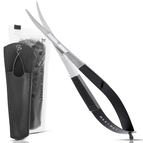 Spring Action Scissors for Applique & Embroidery - Curved, 4.5", Black - color: Black