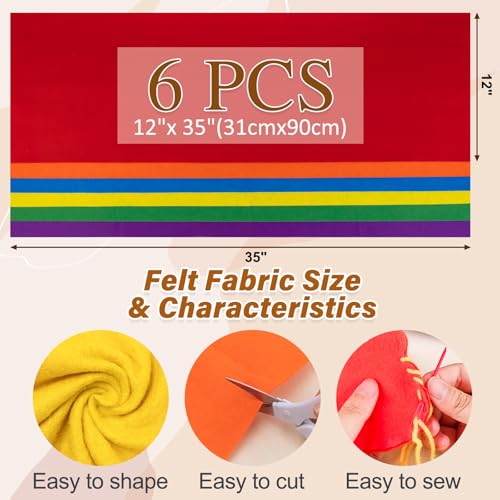 XSEINO 6 Rolls 12"x35" Large Felt Sheets(5.8Yds Total), 1.4mm Thick Nonwoven Fabric for Sewing, 6 Classic Series Colors, Bulk DIY Craft Supplies for Bags, Garland, Decor - color: Classic Series