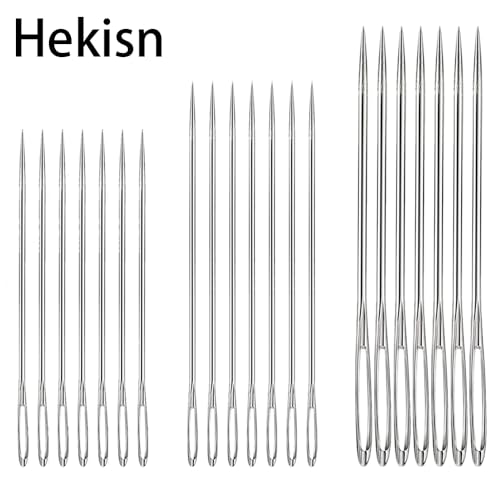 Hekisn Large Eye Sewing Needles, Sewing Needles, Stainless Steel Embroidery Thread Needle, Handmade Yarn Knitting Needles Leather Needle (21 Pieces) - size: 21 Pieces