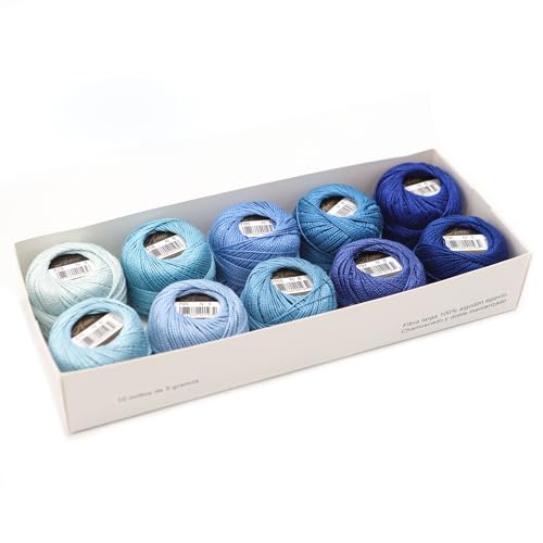 Size 8 Double Mercerized Egyptian Long Staple Cotton Pearl Thread Ball 5 Grams Rainbow Color Embroidery Thread 10 Colors per Box for Crochet Hardanger Cross Stitch Hand Embroidery (Set M) - color: Set M