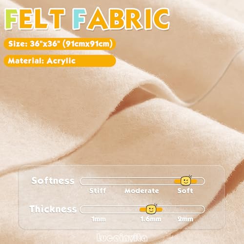 Light Apricot 36" X 36" Felt Fabric Sheet - 1.6mm Thickness - color: Light Apricot, size: 36" x 36"