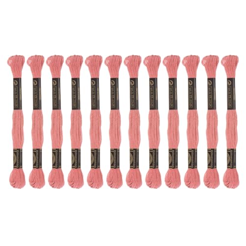HARFINGTON 12 Skeins Embroidery Floss 8m Each Egyptian Long Fiber Cotton Cross Stitch Thread 26S/2x6 for Embroidery Projects Bracelet, Dark Pink - color: Dark Pink
