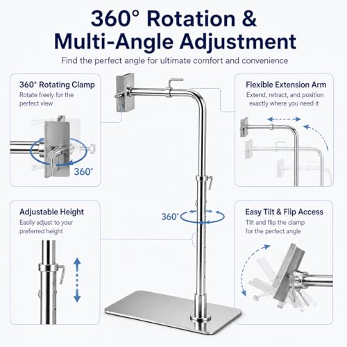 Embroidery Workstand, Adjustable Cross Stitch Floor Stand with Side Clamp