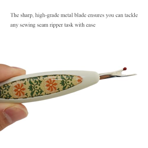 HAHIYO Vintage Style Seam Ripper with Ergonomic Grip Sewing Stitch Cutter Thread Unpicker for Quilting Sewing Crafting Notions & Hemming - Ergonomic Stitch Remover Sewing Tool, White 5-Inch 1PC